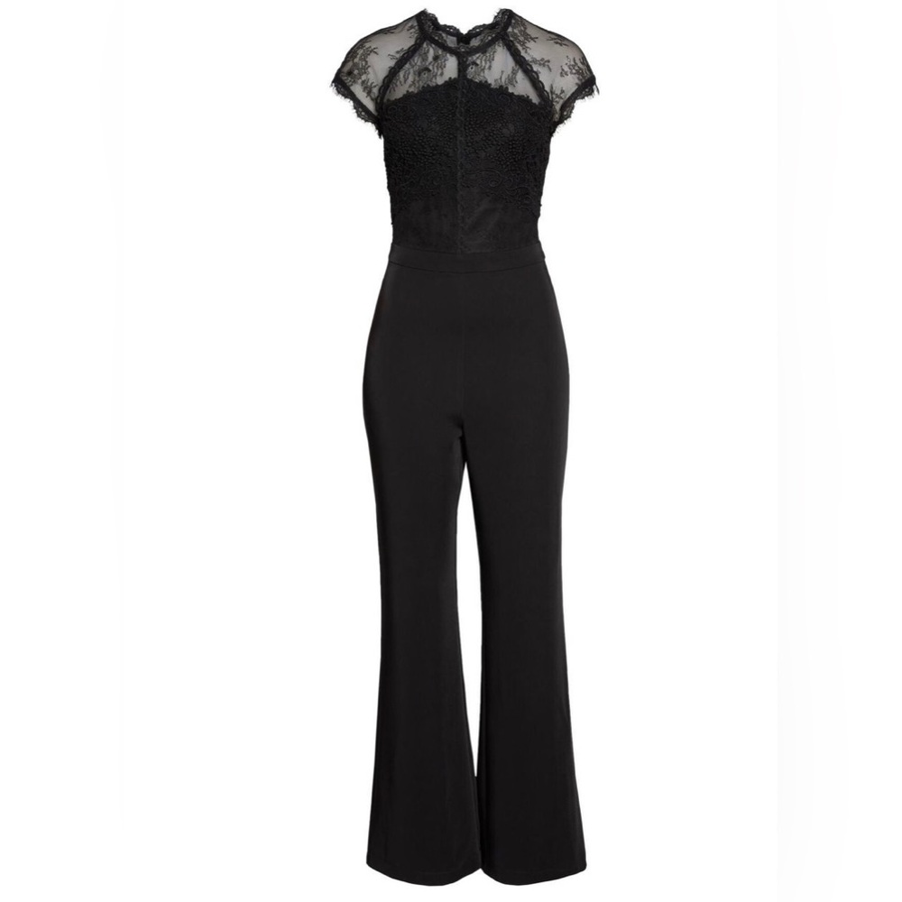 Harlyn Black Lace Illusion Top Jumpsuit Romper Size Medium (M) from Nordstrom - Picture 3 of 3